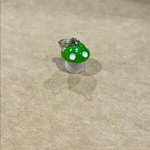 Green and Silver Mushroom Pendant Necklace